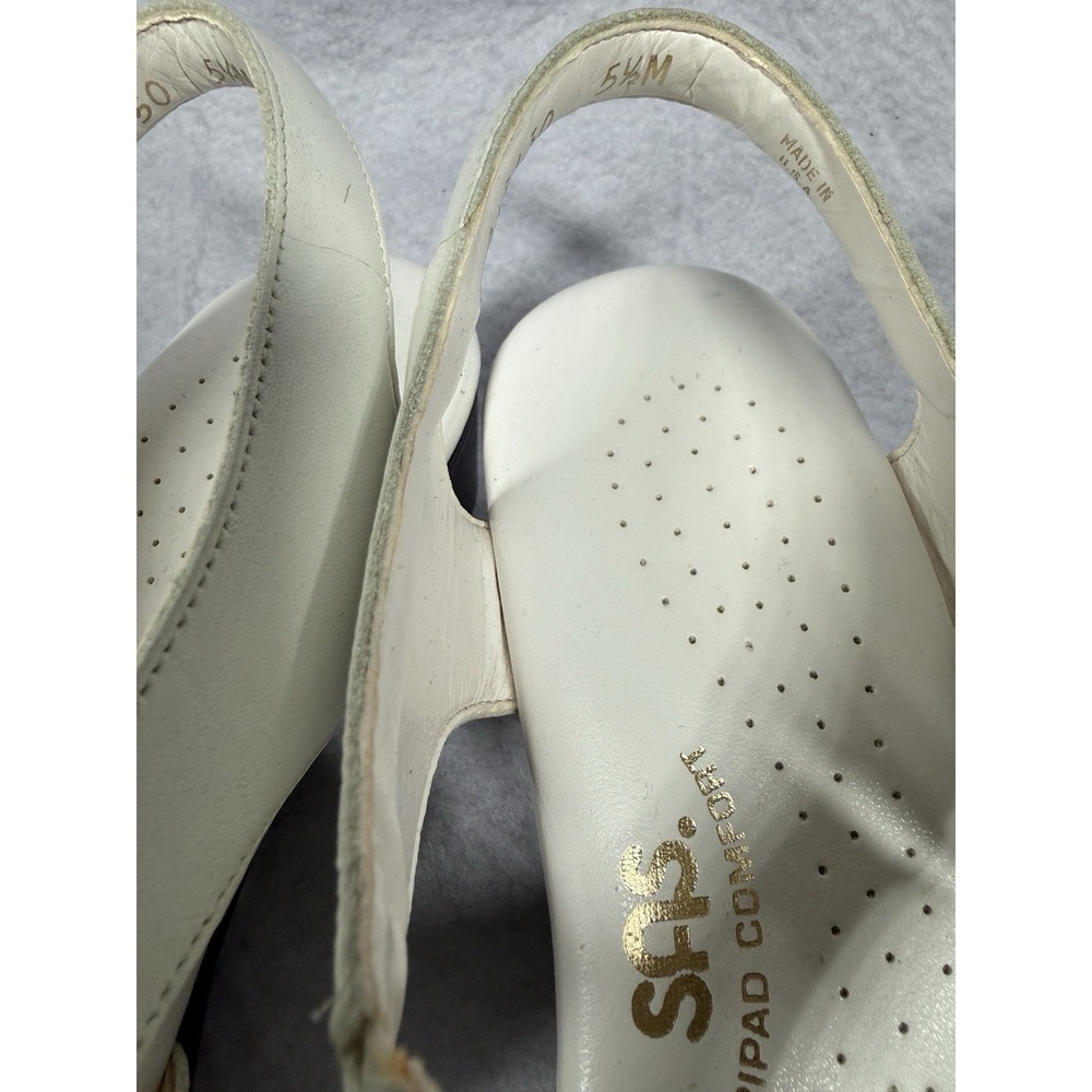 SAS Tripad Comfort Sandals Womens 5.5 White Leather Slingback Block Heel - Picture 2 of 4